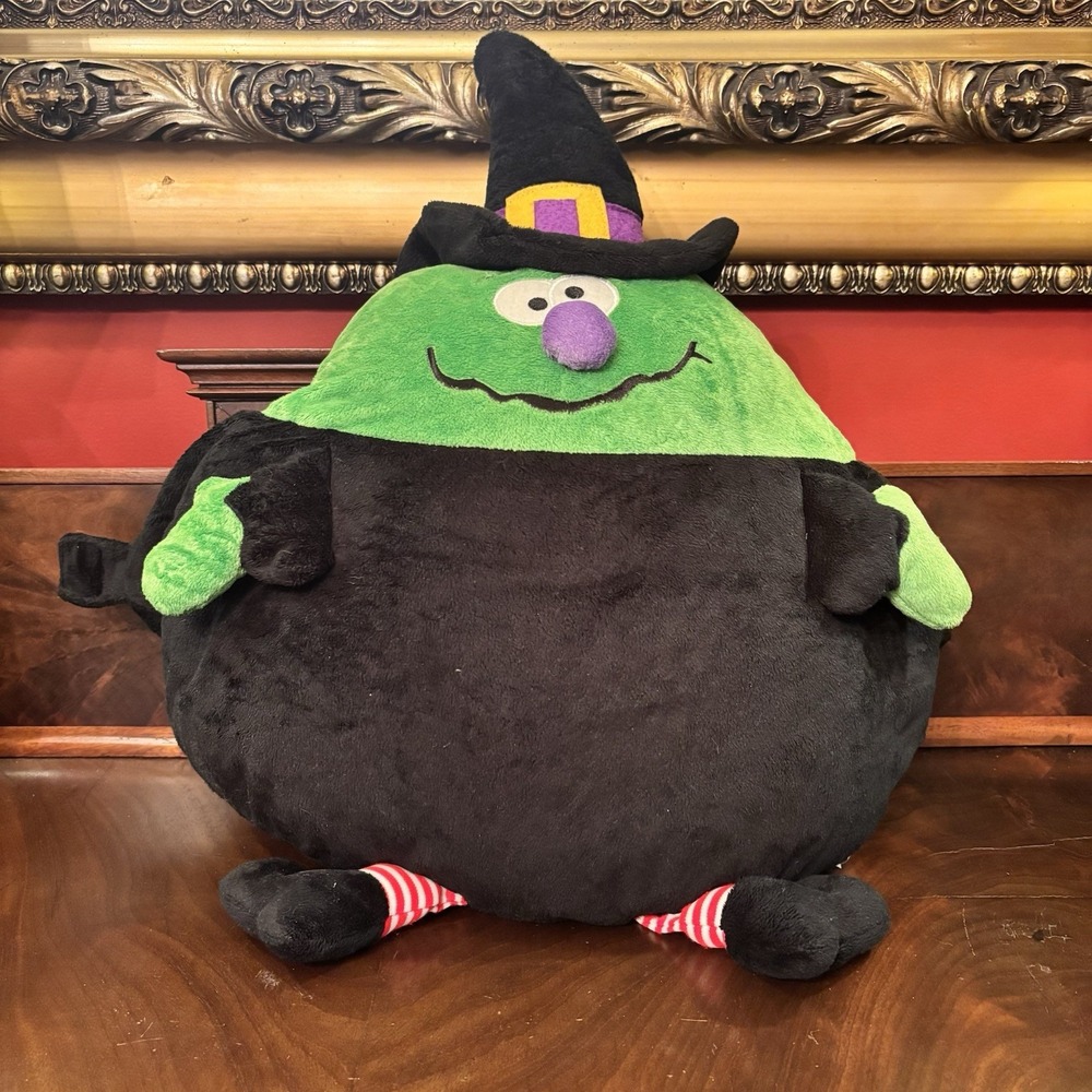 Bestever Halloween Witch Plush Pillow Green Black Stuffed Decor Large